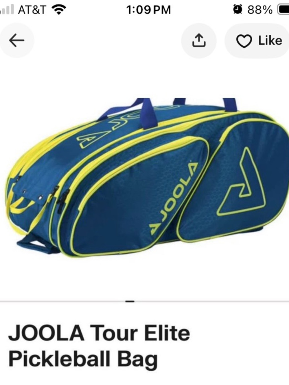 NWT Joola Tour Elite  Pro Pickleball Bag, Black & Green